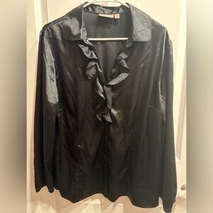 Croft & Barrow Black Ruffled Blouse